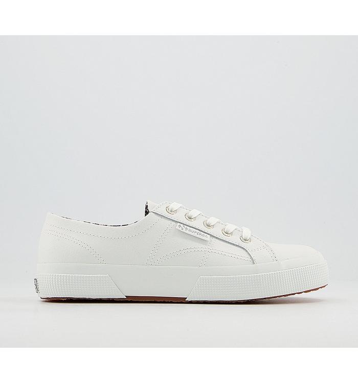 Superga 2750 Trainers WHITE LEATHER LEOPARD EXCLUSIVE