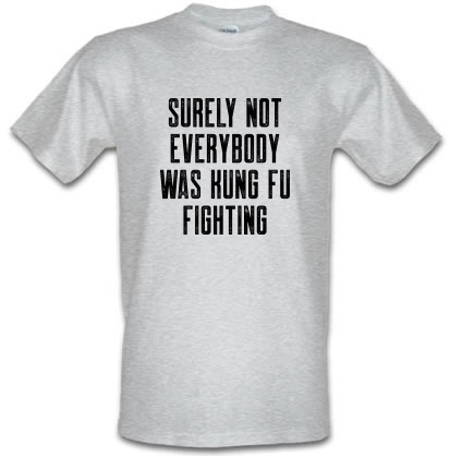 Surely Not everybody was kung fu fighting male t-shirt.