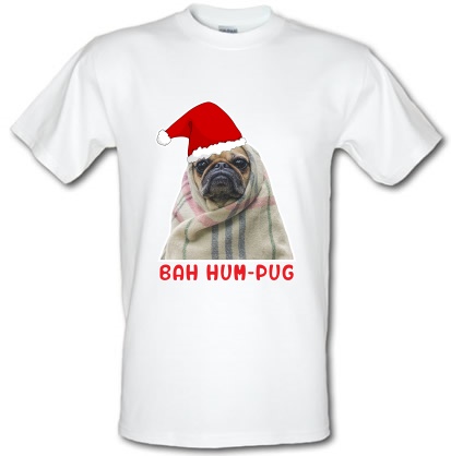 Bah Hum Pug male t-shirt.