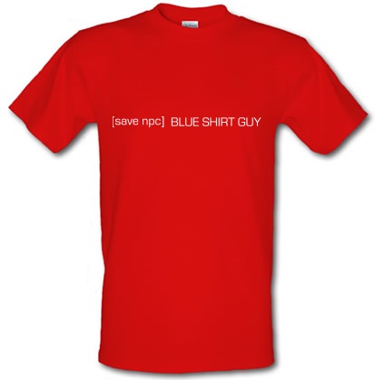 Save Blue Shirt Guy male t-shirt.