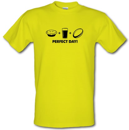 Perfect Day Pie Beer and Rugby male t-shirt.
