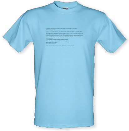 Blue Screen of Death Windows BSOD male t-shirt.