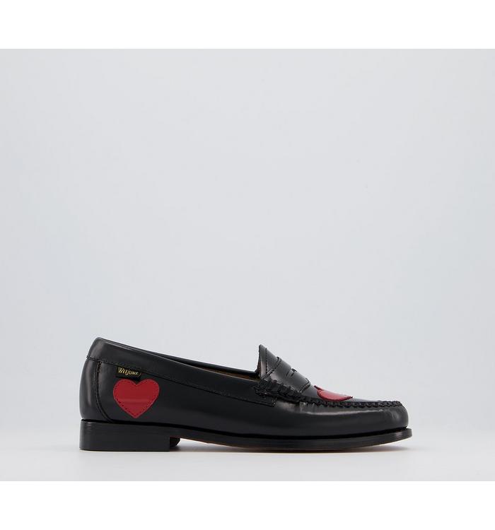 G.H Bass Weejuns Penny Love Loafers Black Leather Red