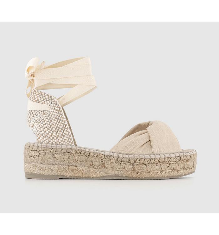 Gaimo For Office Twisted Platform Sandals Cream Canvas