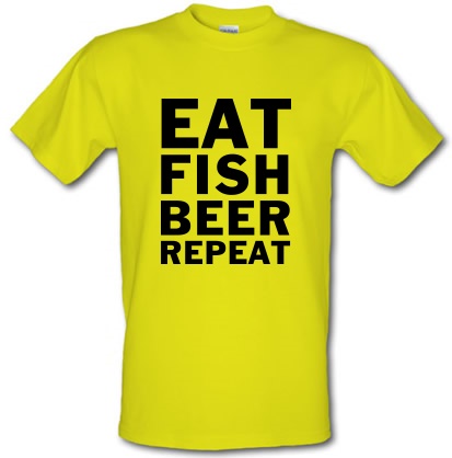 Eat Fish Beer Repeat male t-shirt.