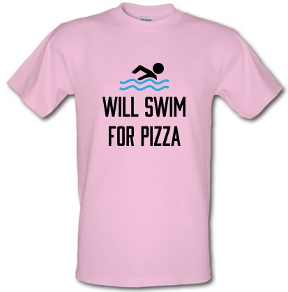 Will Swim For Pizza male t-shirt.