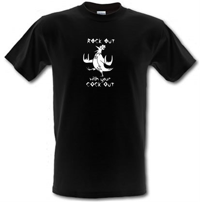 Rock out with your cock out male t-shirt.