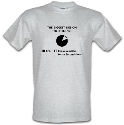 The Biggest Lies On The Internet male t-shirt.