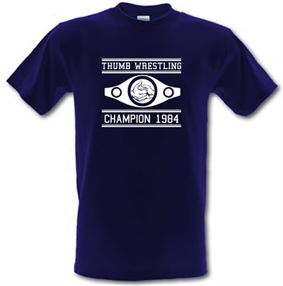 Thumb Wrestling Champion 1984 male t-shirt.