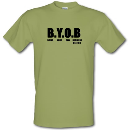 Bring your Own Business meeting BYOB male t-shirt.